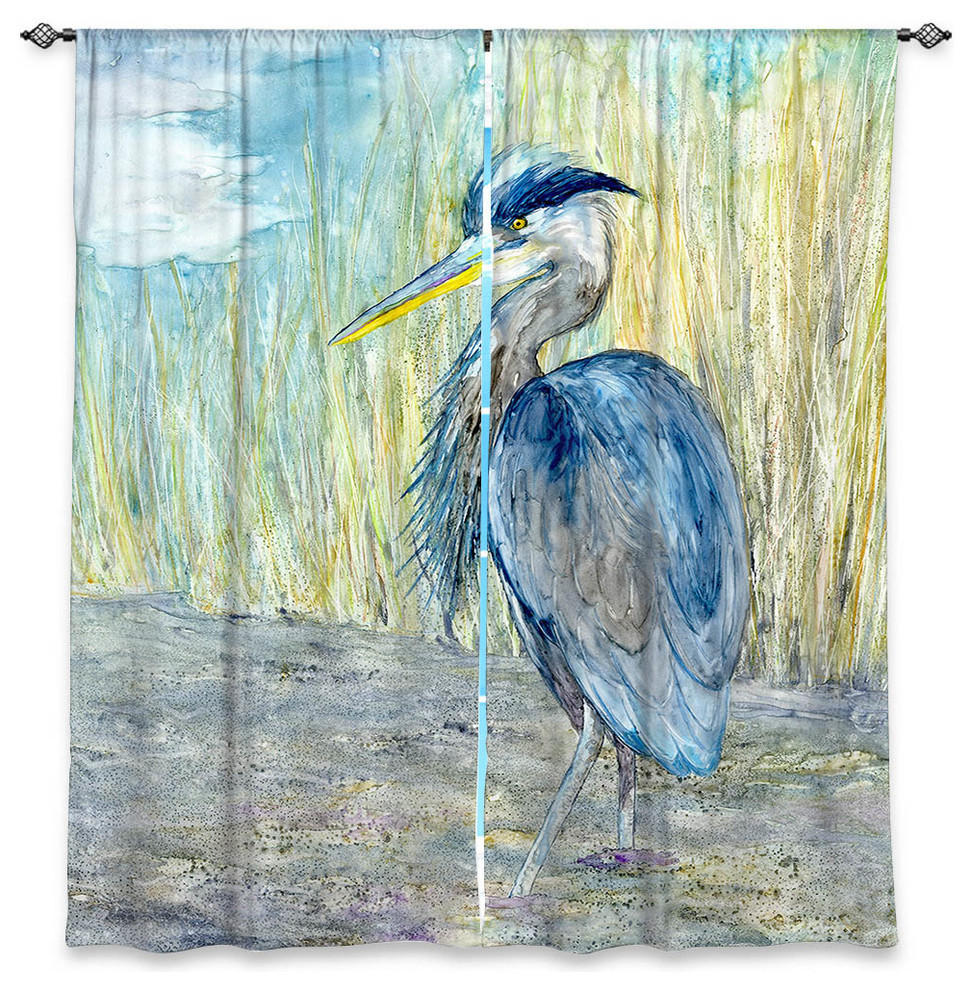 Great Blue Heron Window Curtains Beach Style Curtains by Dianoche