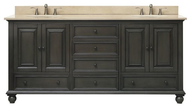 Thompson 73 Double Sink Vanity Combo Charcoal Glaze Traditional Thompson 73 Double Sink Vanity Combo Charcoal Glaze Traditional Bathroom Vanities And Consoles By Poshhaus