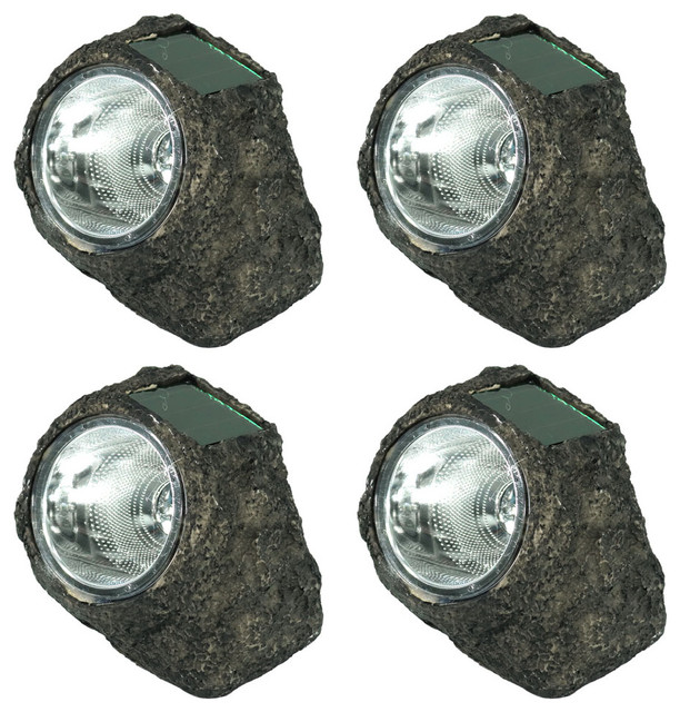 Sunnydaze Decorative Garden Rock Solar Light With White LED Lights, Set