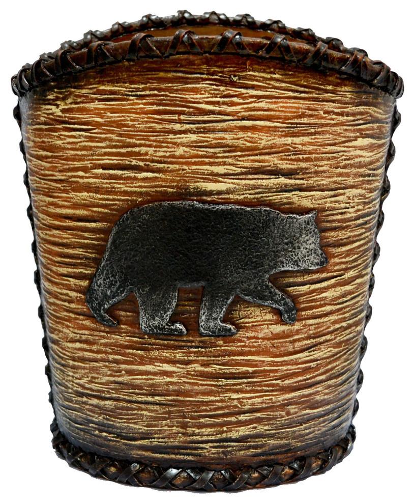 Rustic Bear Waste Basket Rustic Wastebaskets by HiEnd Accents Houzz