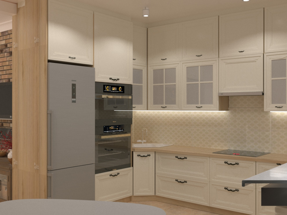 Кухня-гостиная сложной конфигурации