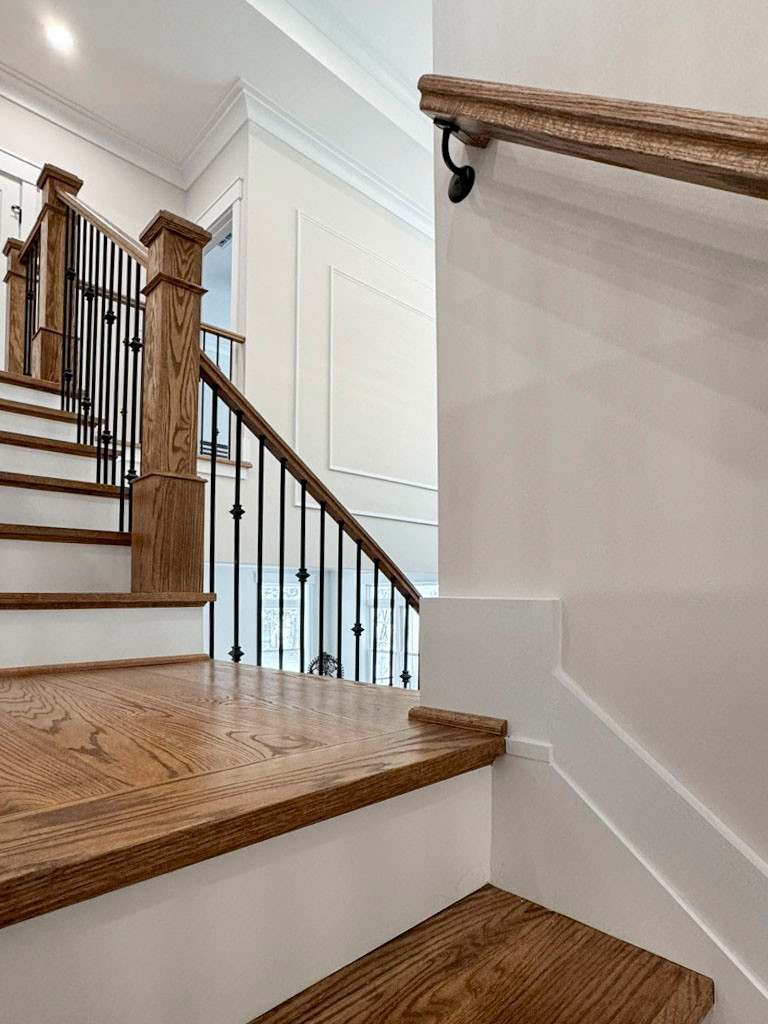 117_Distinct Oak Staircase with Iron Balusters & Oak Rail Profile, Chantilly VA