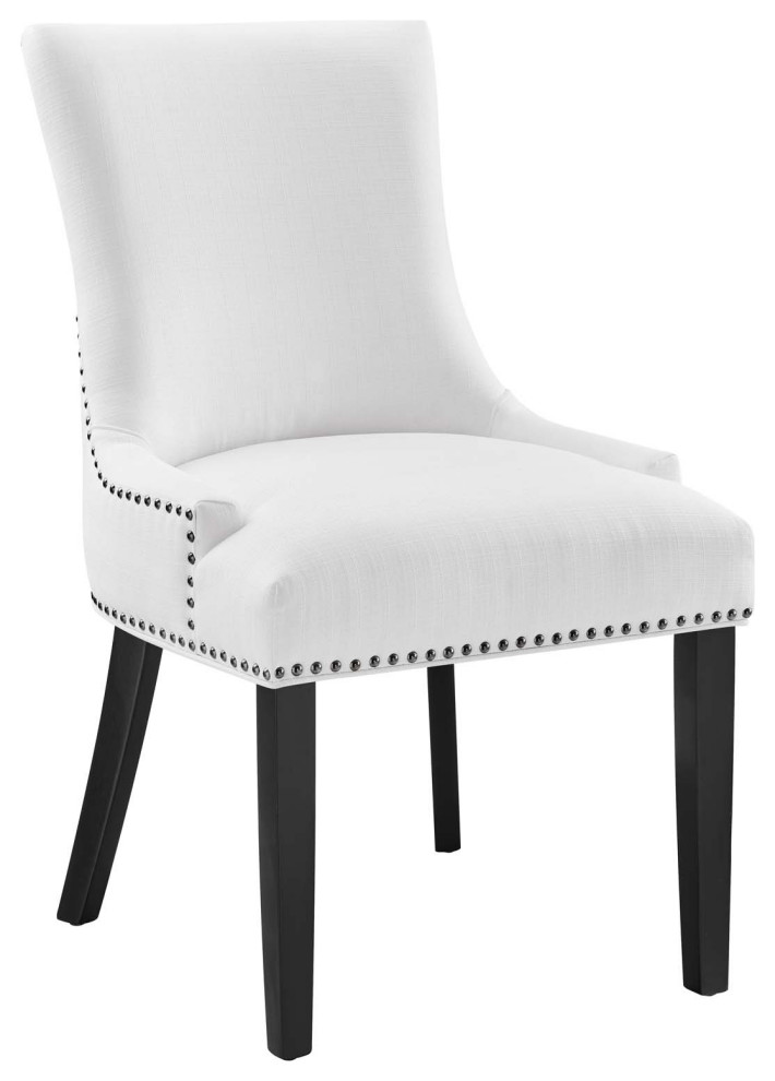 Marquis Fabric Dining Chair, White Transitional Dining Chairs by