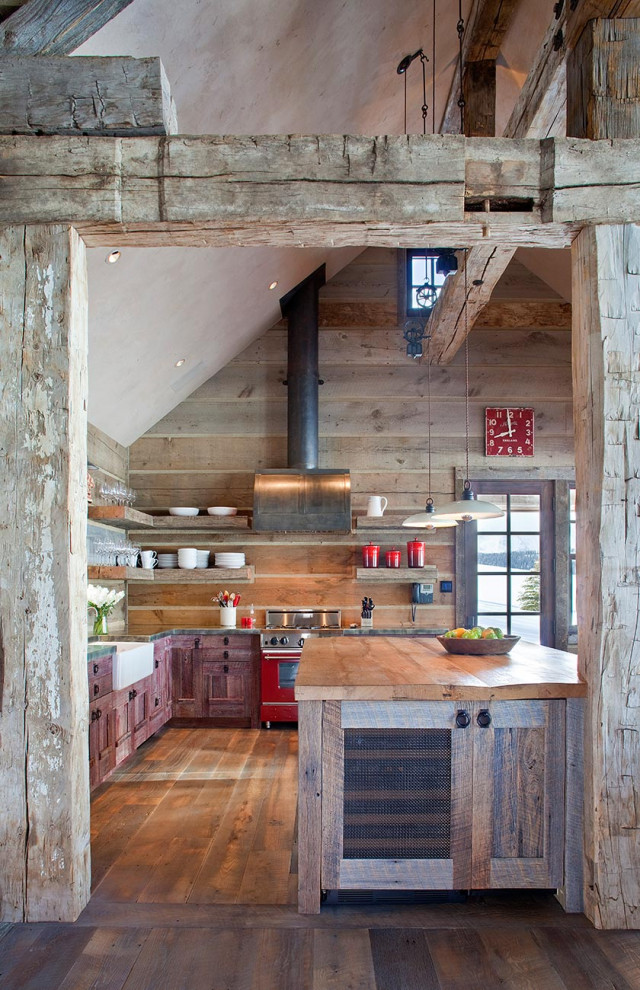 Inspiration for a rustic kitchen remodel in Denver