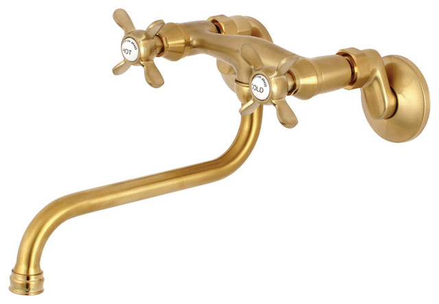 Kingston Brass Adjustable Center Wall Mount Bathroom Faucet Transitional Sink Faucets By Houzz - Wall Mount Bridge Faucet Bathroom