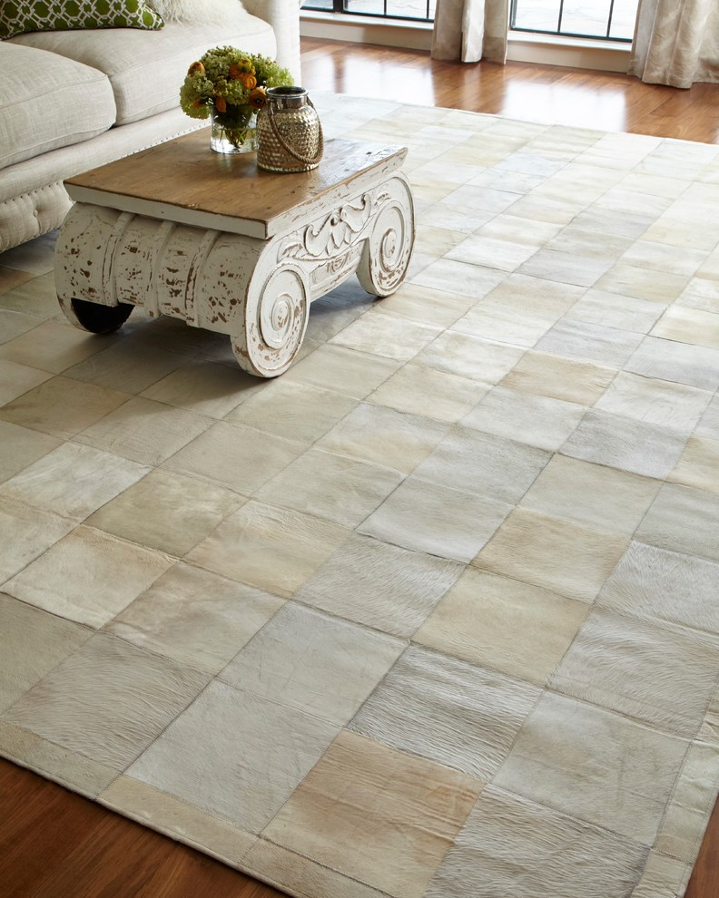 Natural Hide Cowhide White Area Rug, 11'6"x14'6"