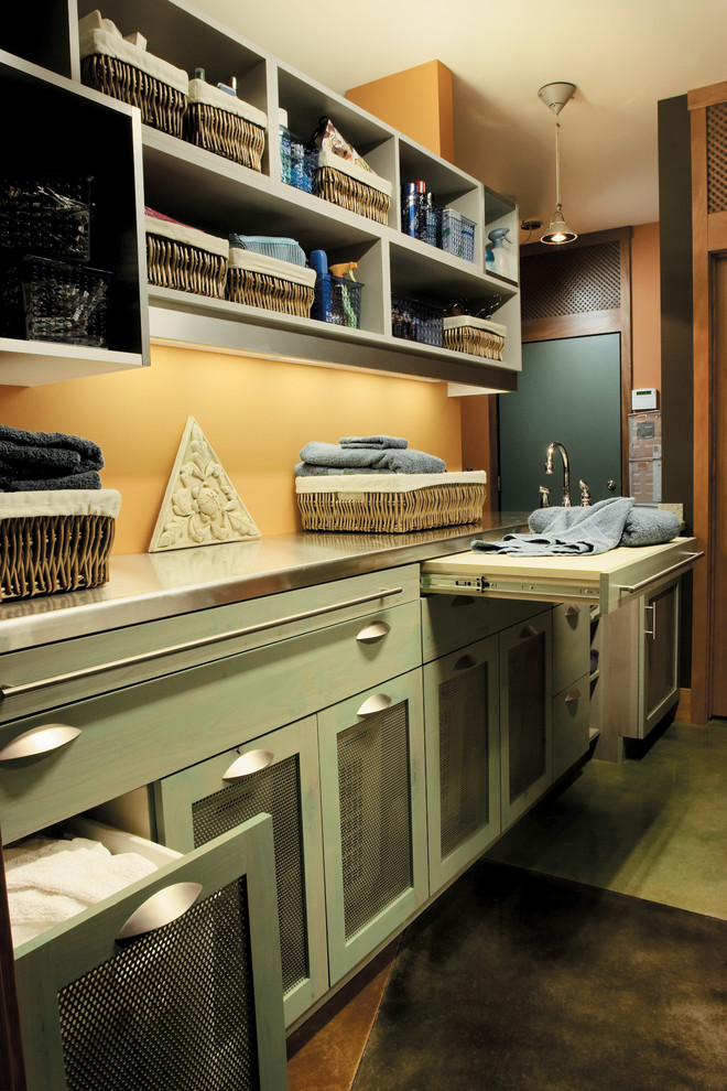 Design ideas for an eclectic laundry room in Chicago.