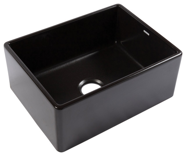 Austen Matte Black Fireclay 24" Single Bowl Farmhouse Undermount Sink