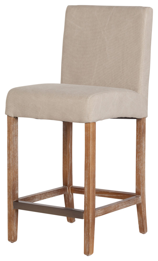 James Counter Stool, Beige Upholstery Transitional Bar Stools And