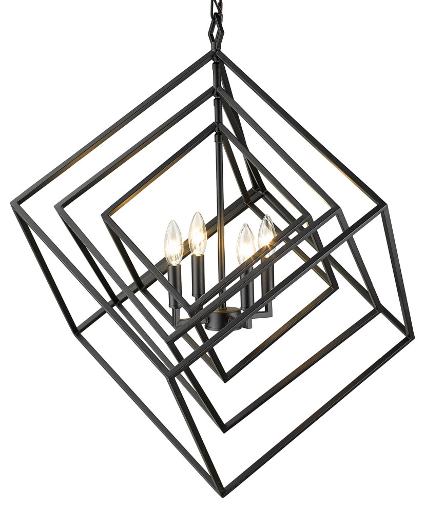 Z-Lite 457-4 Euclid 4 Light 30"W Nested Cube Chandelier - Matte Black