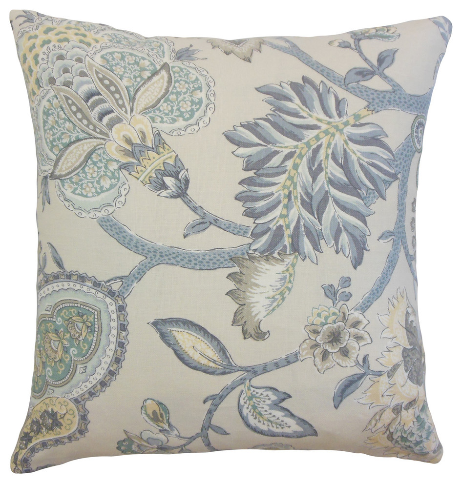 The Pillow Collection Haldis Floral Bedding Sham Blue Standard//20 x 26