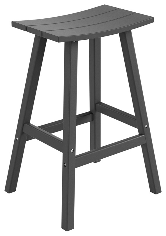 Florence Outdoor 29" HDPE Plastic Saddle Seat Barstool in Gray