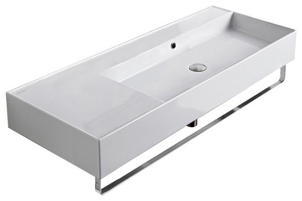 48 Ceramic Wall Mount Sink And Towel Bar No Hole