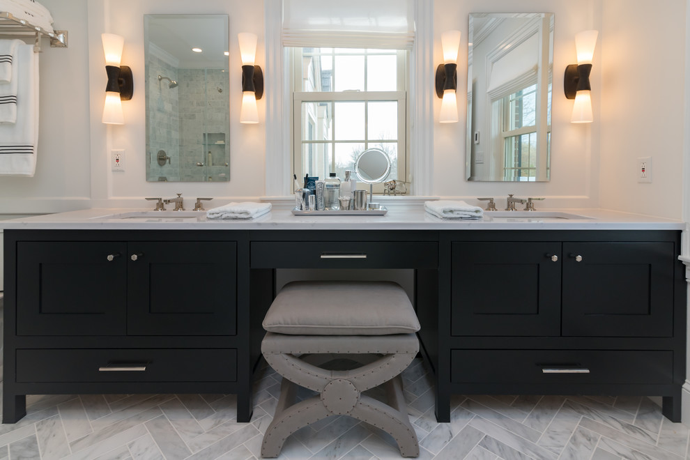 Classic and Bright Master Bath - Transitional - Bathroom - New York ...