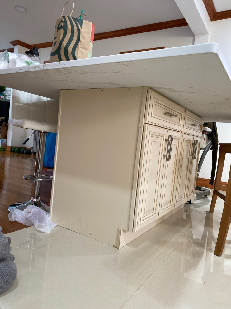 quartz countertop overhang all sides