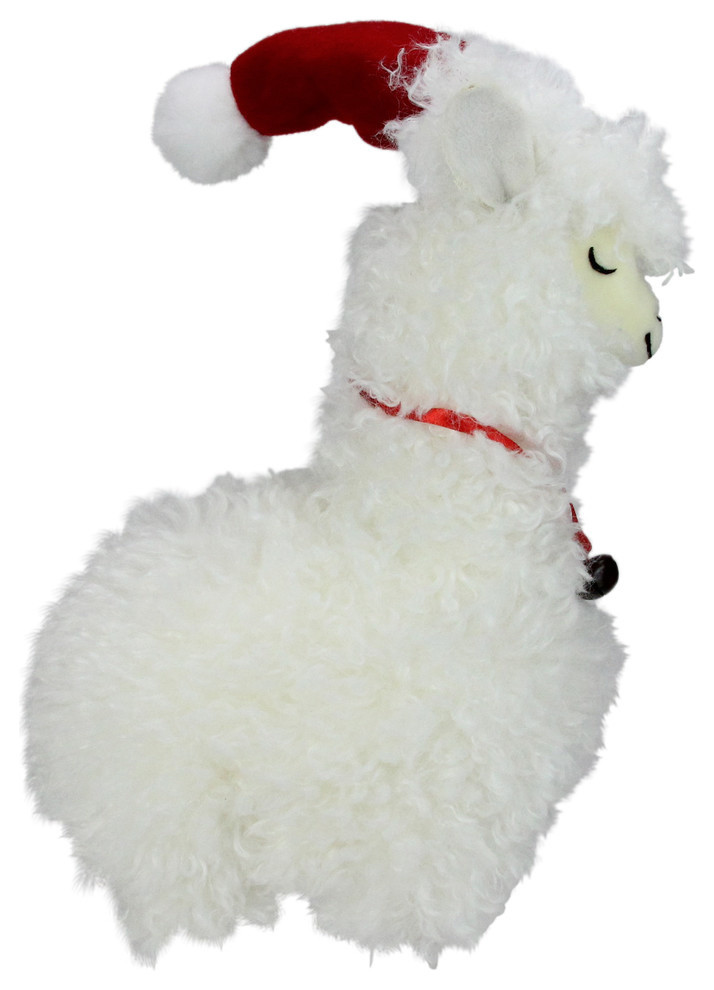 13" Plush Standing Llama With Jingle Bell Necklace Christmas Tabletop Figure