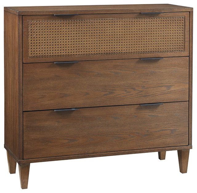 Madison Park Cali Cane 3Drawer Accent Storage Chest, Natural Tropical Accent Chests And