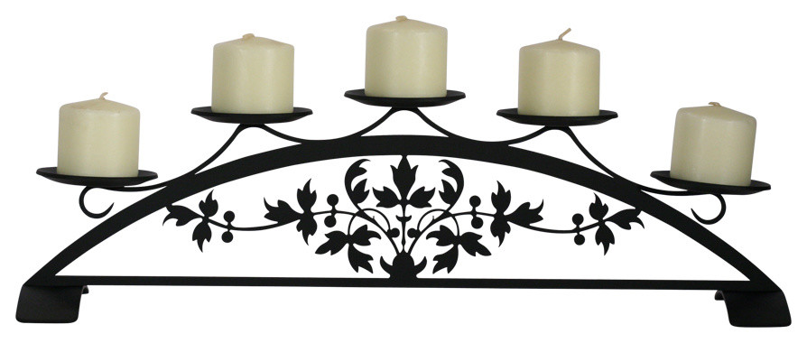 Wrought Iron Table Top Pillar Candle Holder Moose & Bear Holds 5 Centerpiece for sale online 