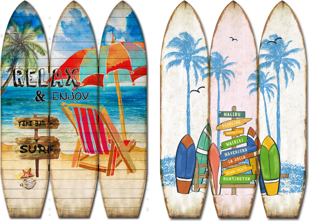 Classic Surfboard Screen Tropical Screens And Room Dividers by