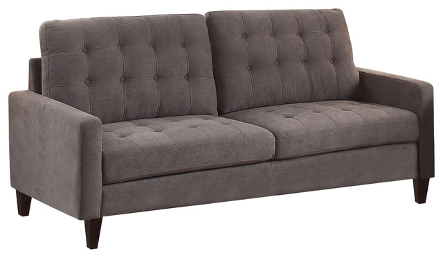 Acme Nate Memory Foam Sofa With Tufting Gray Fabric