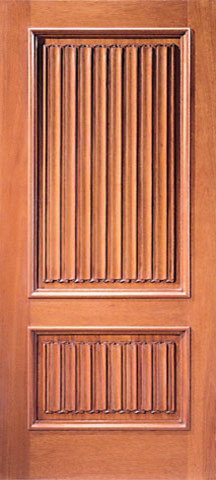 Colonial Single Door, Hand Carved 2-Panel in Mahogany