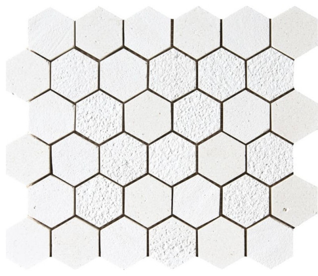 10 3/8"x12" Champagne Textured Hexagon Modern Mosaic