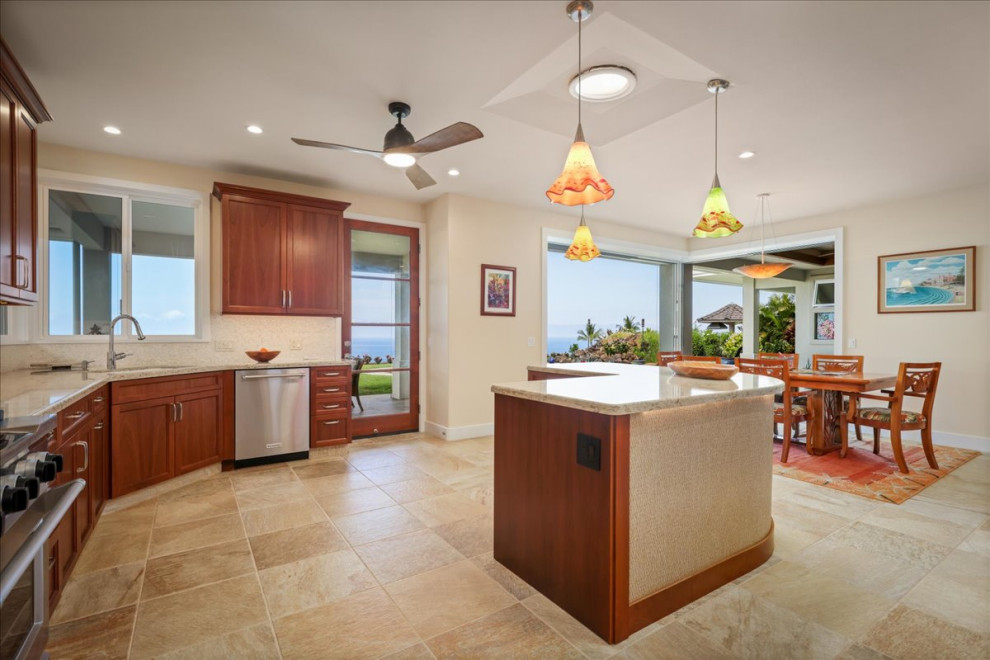 This is an example of a large world-inspired kitchen in Hawaii.