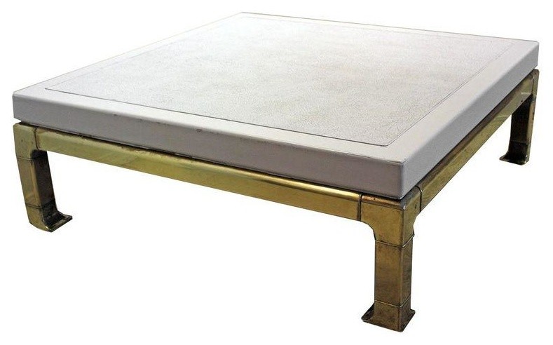 Pre-owned Mastercraft Brass and Lacquer Coffee Table Regency