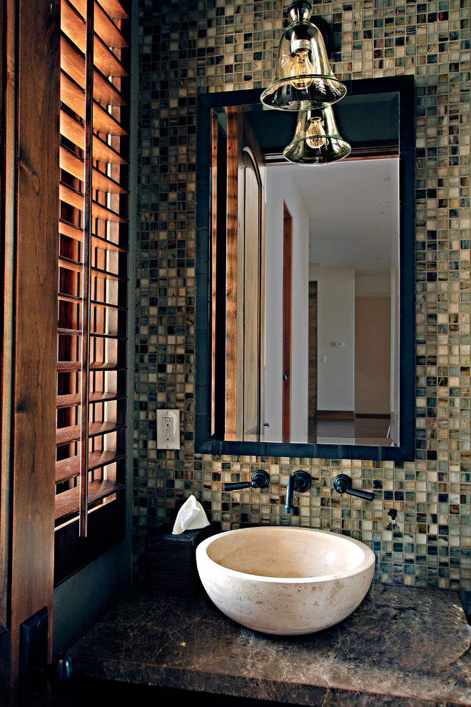 This is an example of a contemporary powder room in Orange County.