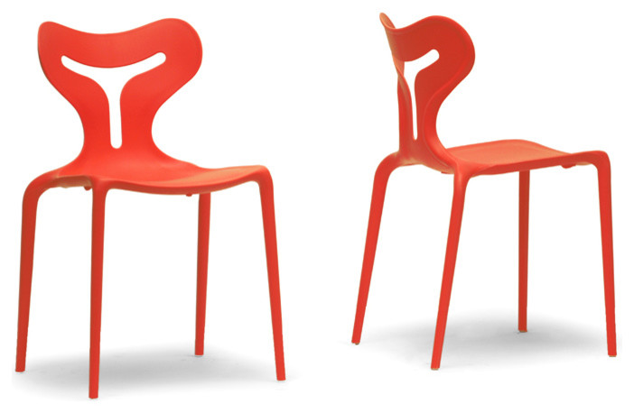 Baxton Studio Yari Red Stackable Modern Dining Chair (Set of 2)