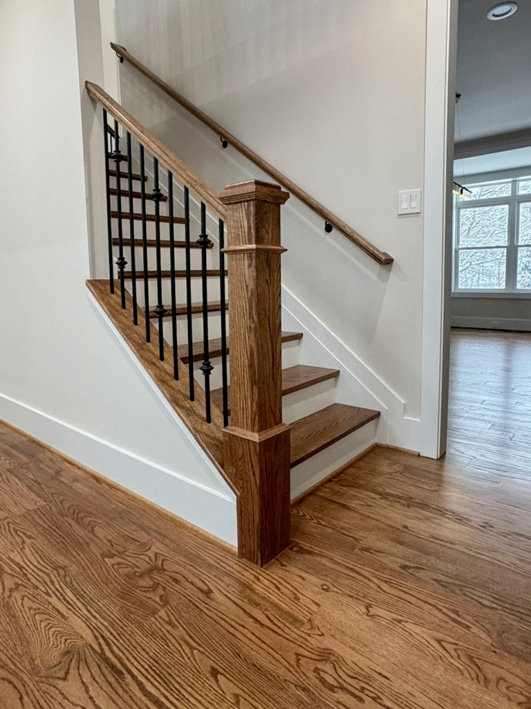 117_Distinct Oak Staircase with Iron Balusters & Oak Rail Profile, Chantilly VA