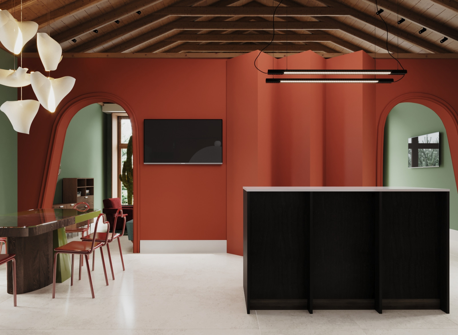 гостиная зона в частном доме Подмосковья