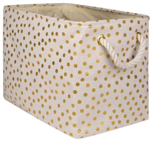DII Rectangle Modern Style Polyester Dots Medium Storage Bin in Gold