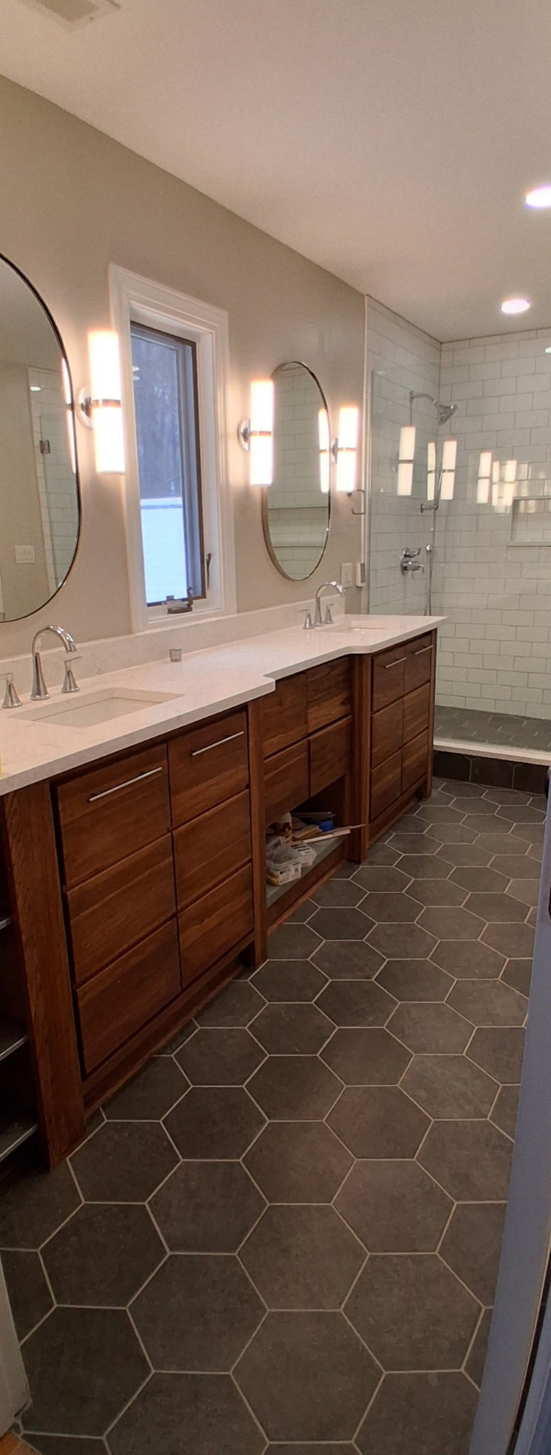 Bath Renovation with Teak Vanity