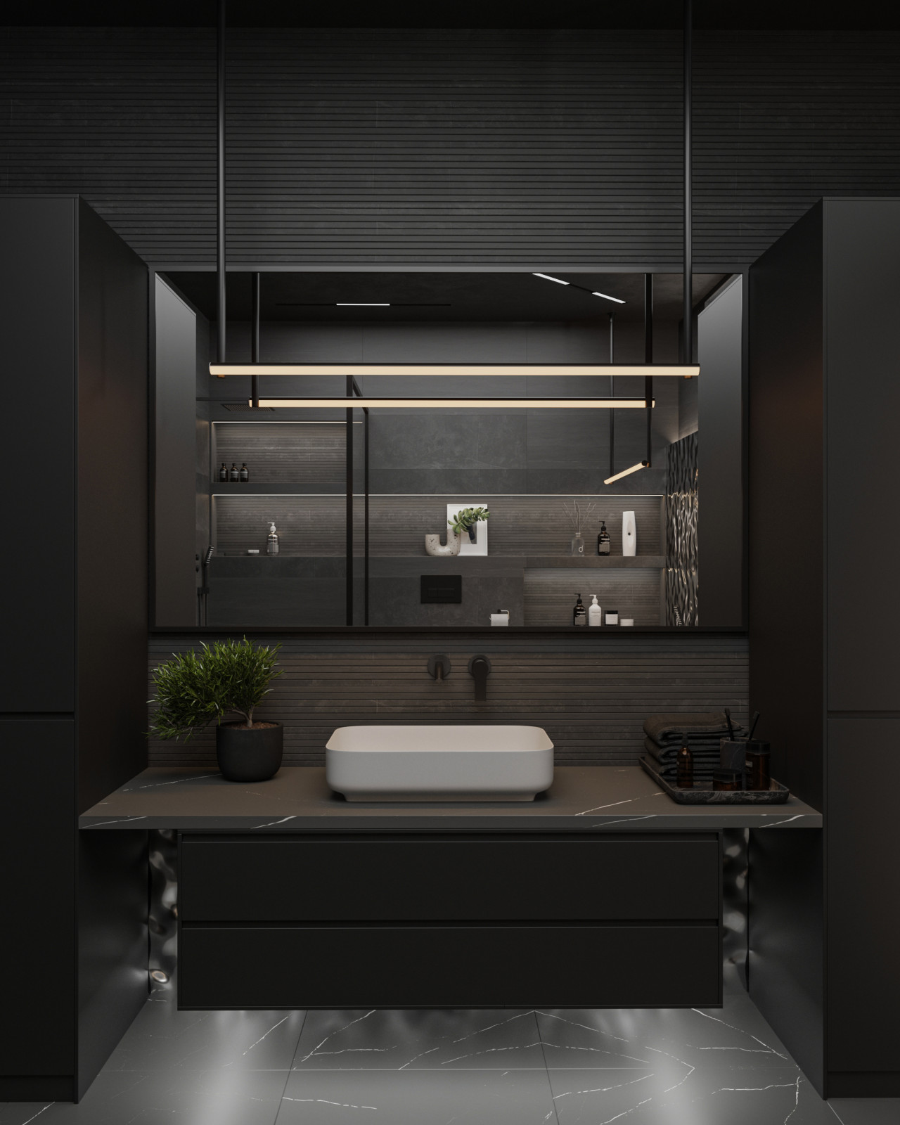 Чёрная ванная комната