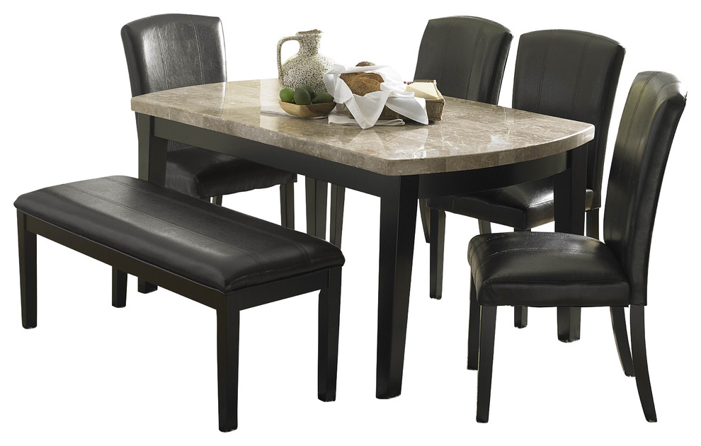 Homelegance Cristo Marble Top Dining Table, Black - Contemporary