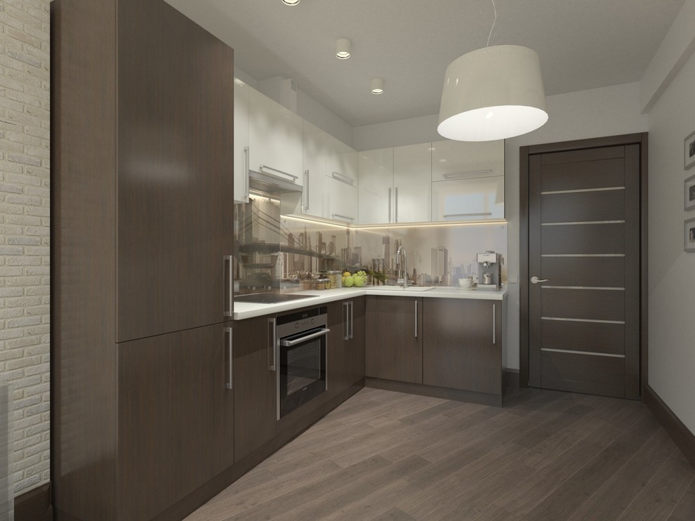 Интерьер кухни, объдиненой с лоджией в ЖК Яблони, г. Красноярск