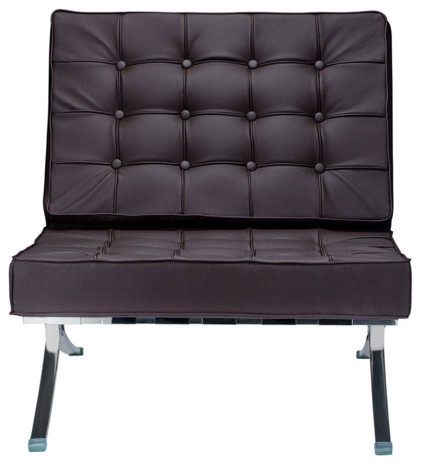Modern Classics Pavilion Chair in Italian Leather, Dark Brown