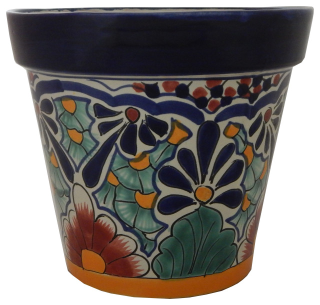 Mexican Ceramic Flower Pot Planter Folk Art Pottery Handmade Talavera 38