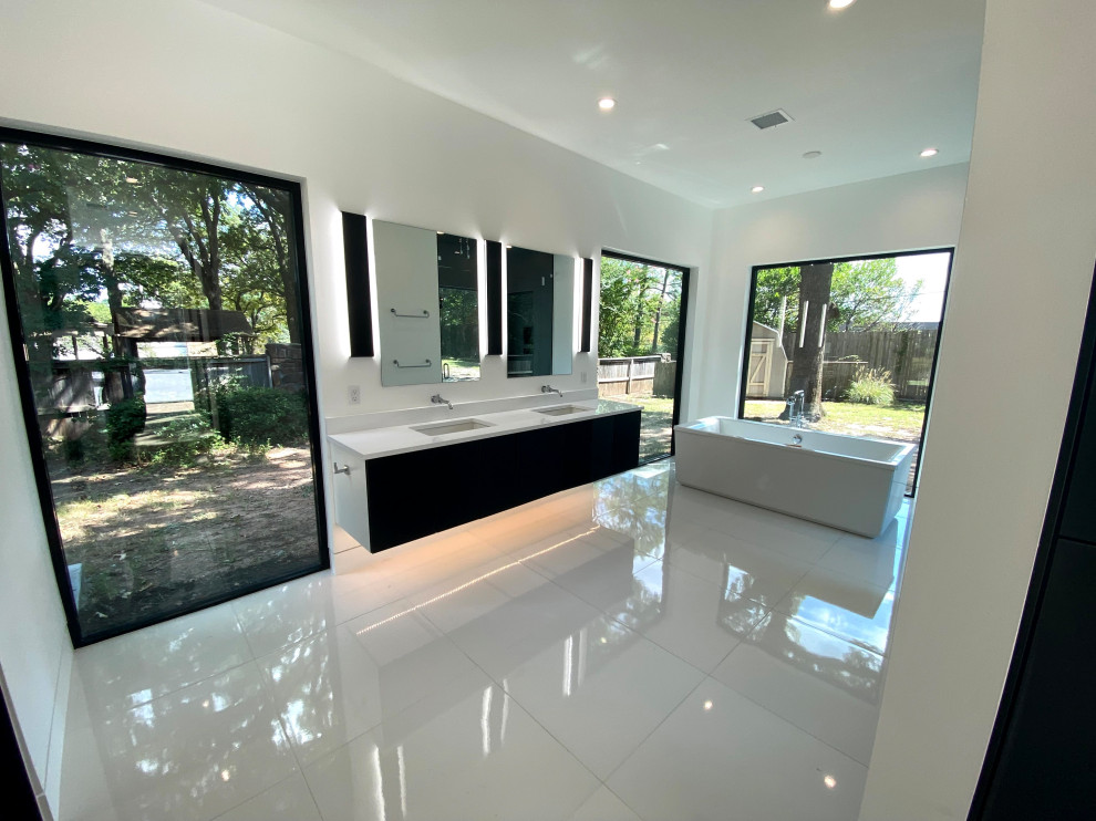 Modern Black and White Master Bathroom Modern Bathroom Other by