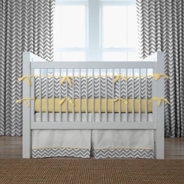 Gray and Yellow Zig Zag Crib Bedding Collection by Carousel Designs