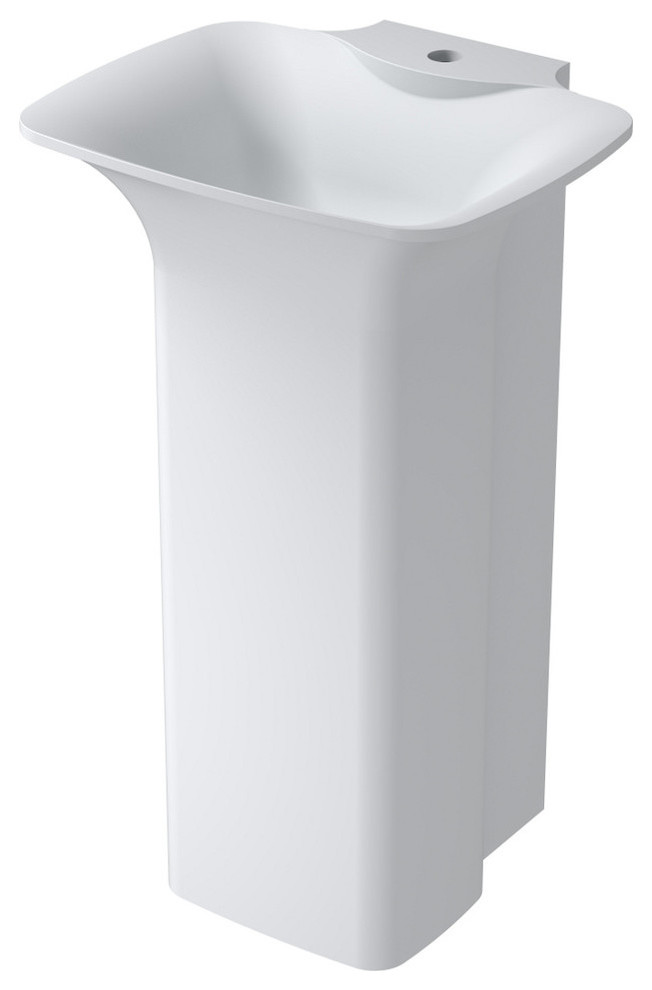 20" Polystone FreeStanding Bathroom Sink, Matte White, No Faucet