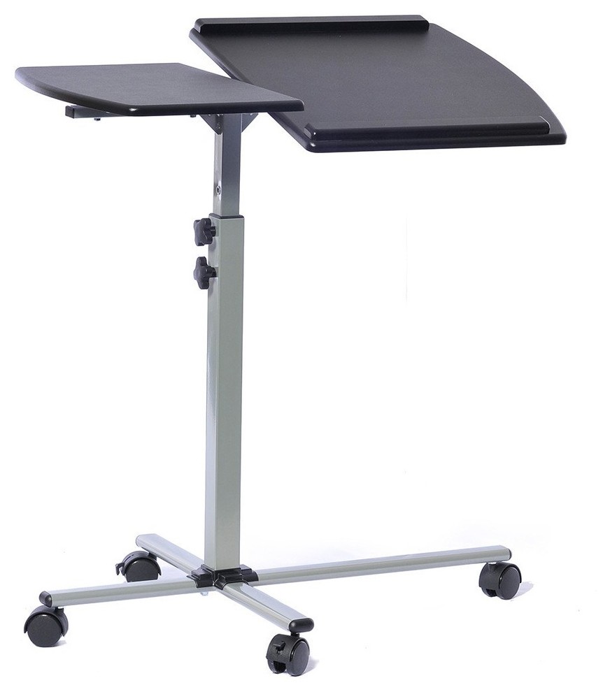 Rolling Adjustable Laptop Cart, Graphite Contemporary Office Carts
