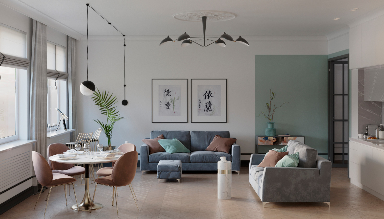 Дизайн-проект трехкомнатной квартиры в ЖК "Платинум"