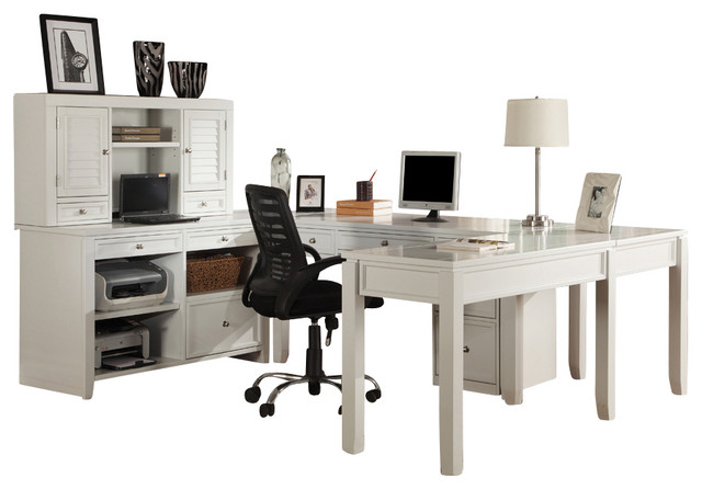Boca 6 Piece U Shaped Desk Cottage White Desks And Hutches By Boca 6 Piece U Shaped Desk Cottage White Desks And Hutches By Warehouse Direct Usa