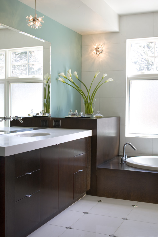 Inspiration for a contemporary bathroom in Denver with an undermount sink.