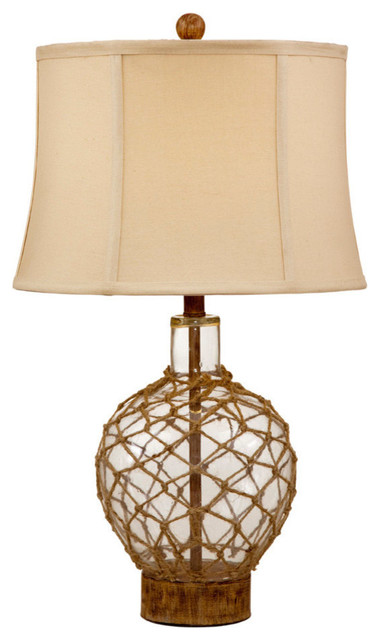 Bassett Mirror Lamps Nautilus Table Lamp in Clear Glass & Fishnet Overlay