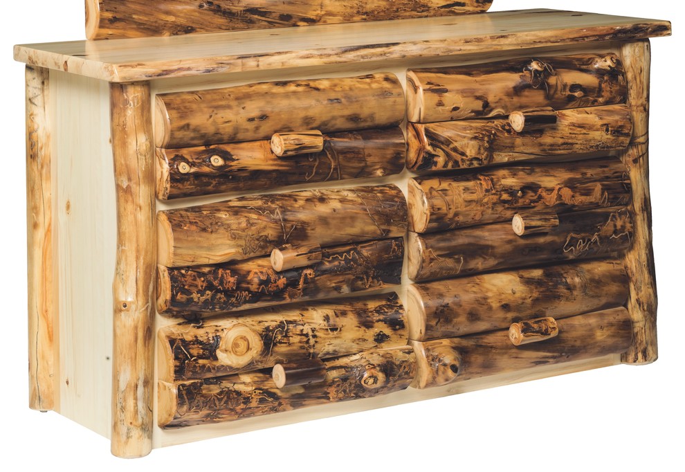 Rustic Aspen Log 6Drawer Dresser Rustic Dressers by Furniture