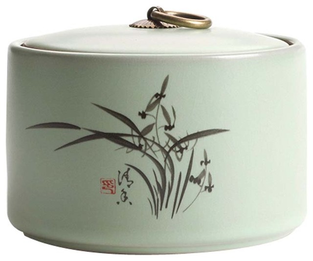 Modern Kitchen Storage Containers Ceramics Tea Canister Jar Orchid