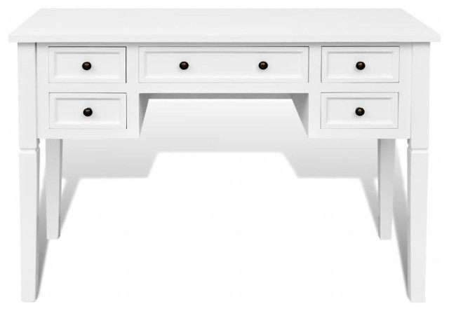 VidaXL Writing Desk With 5 Drawers, White